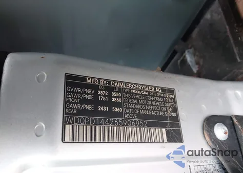 2006 Dodge Sprinter Hc z USA, uszkodzony, nr VIN WD0PD144265906952